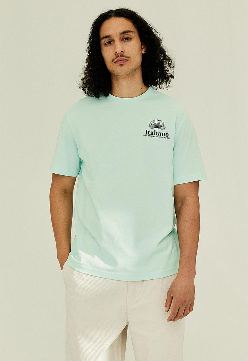 H&M - Regular fit printed t-shirt - turquoise/italiano
