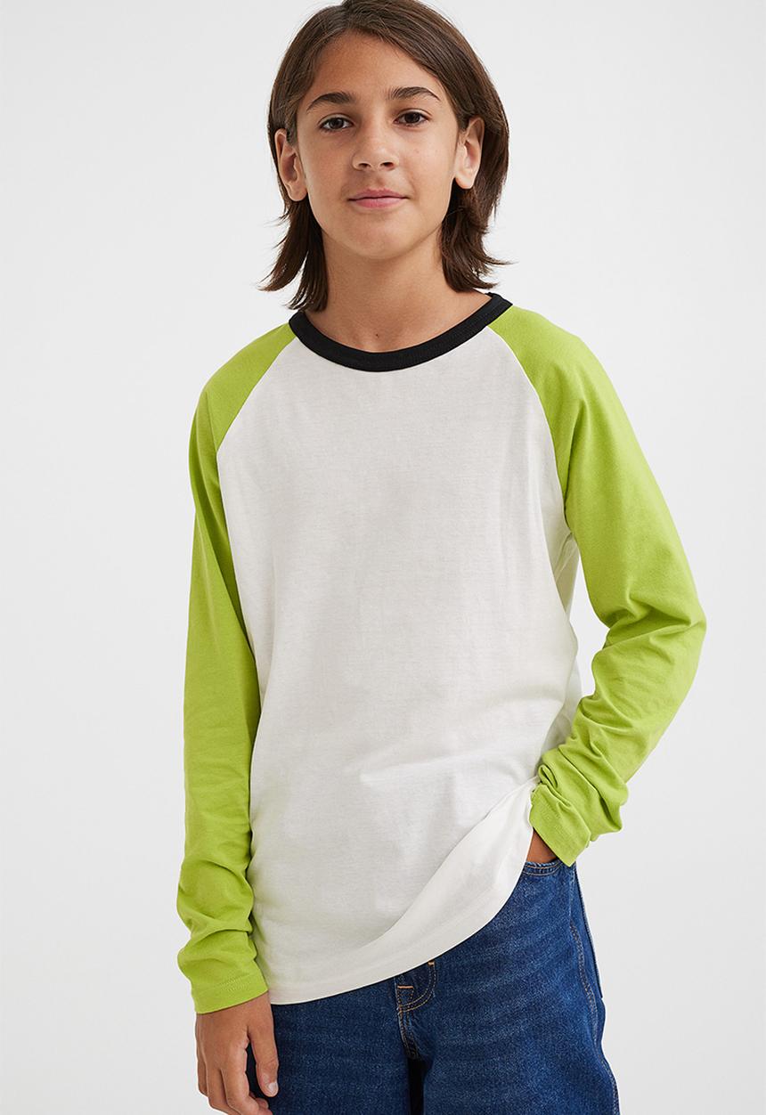 H&M - 3-Pack long-sleeved tops - lime green/block-coloured