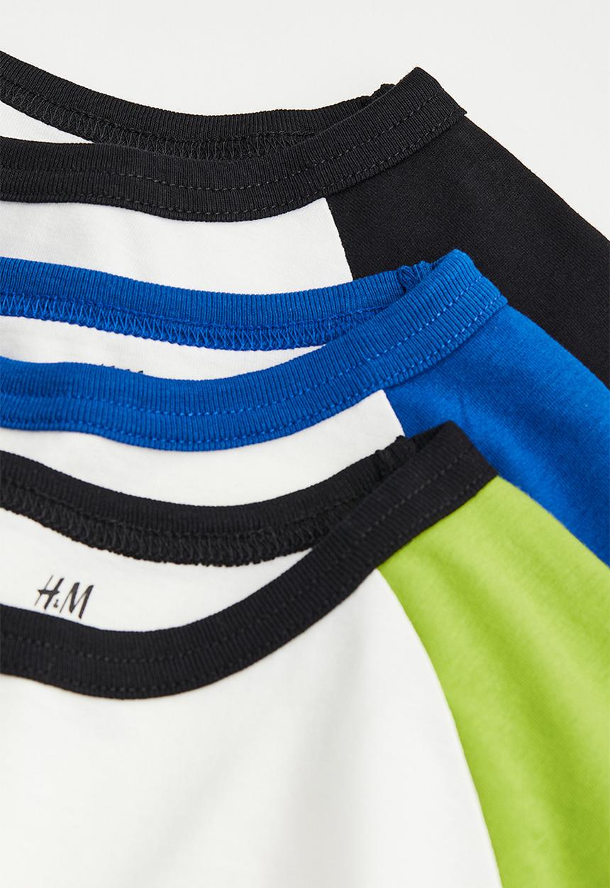 H&M - 3-Pack long-sleeved tops - lime green/block-coloured