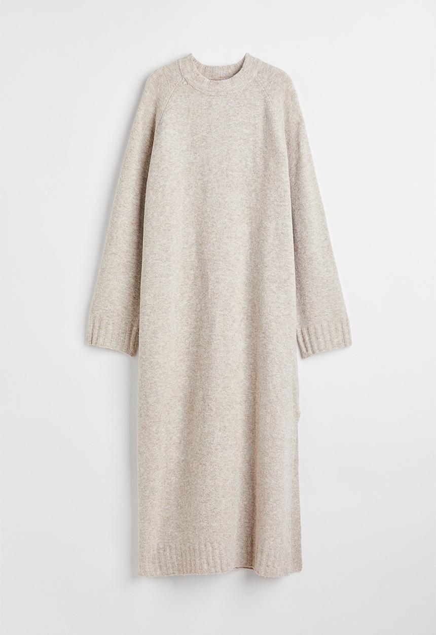 H&M - Knitted long dress - beige marl