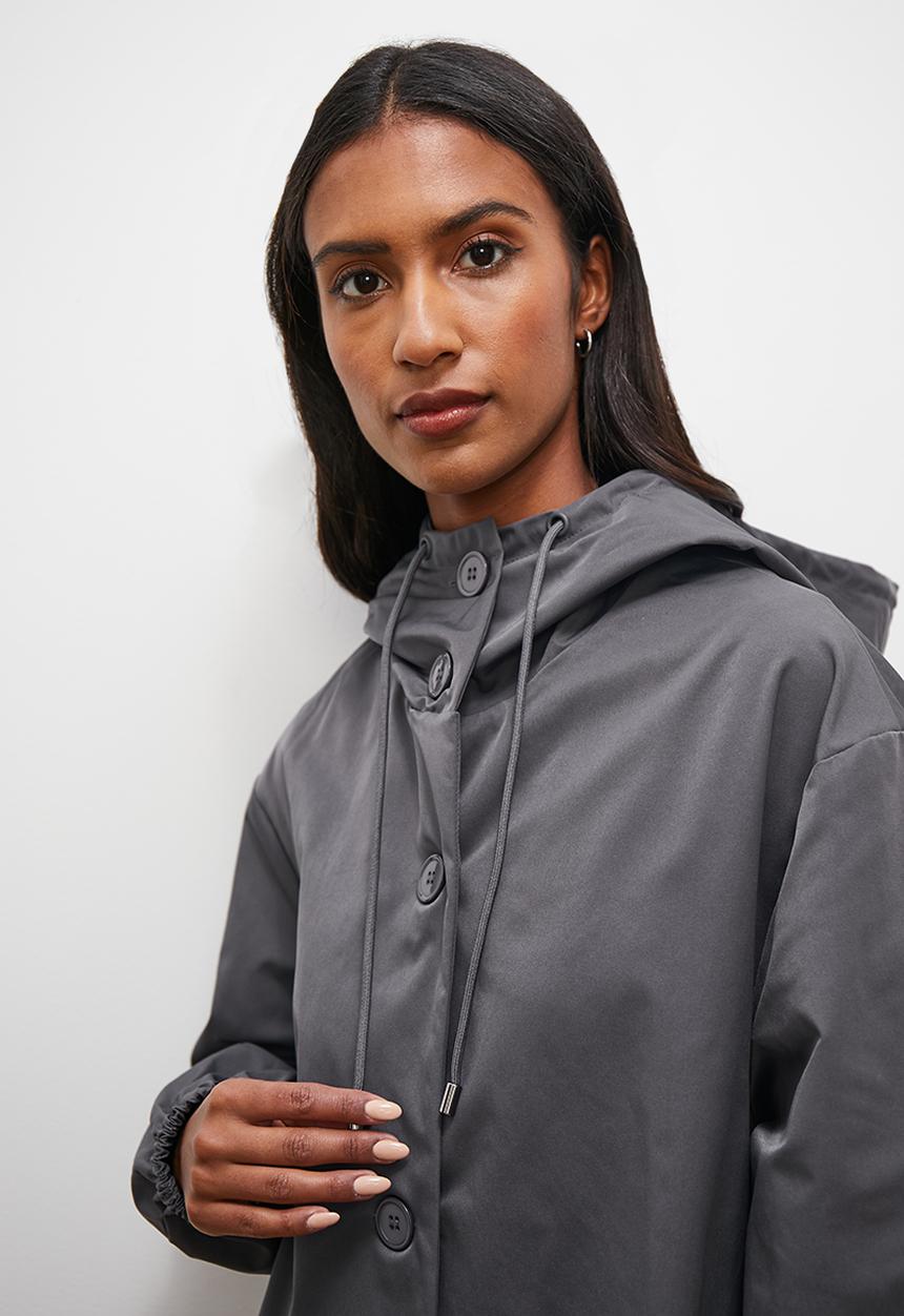 edit - Hooded trench - grey