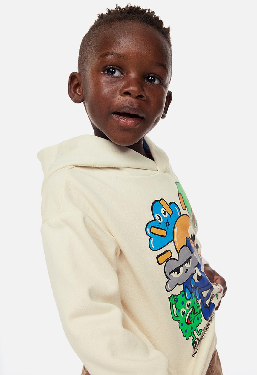 H&M - Printed hoodie - cream/photosynthesis