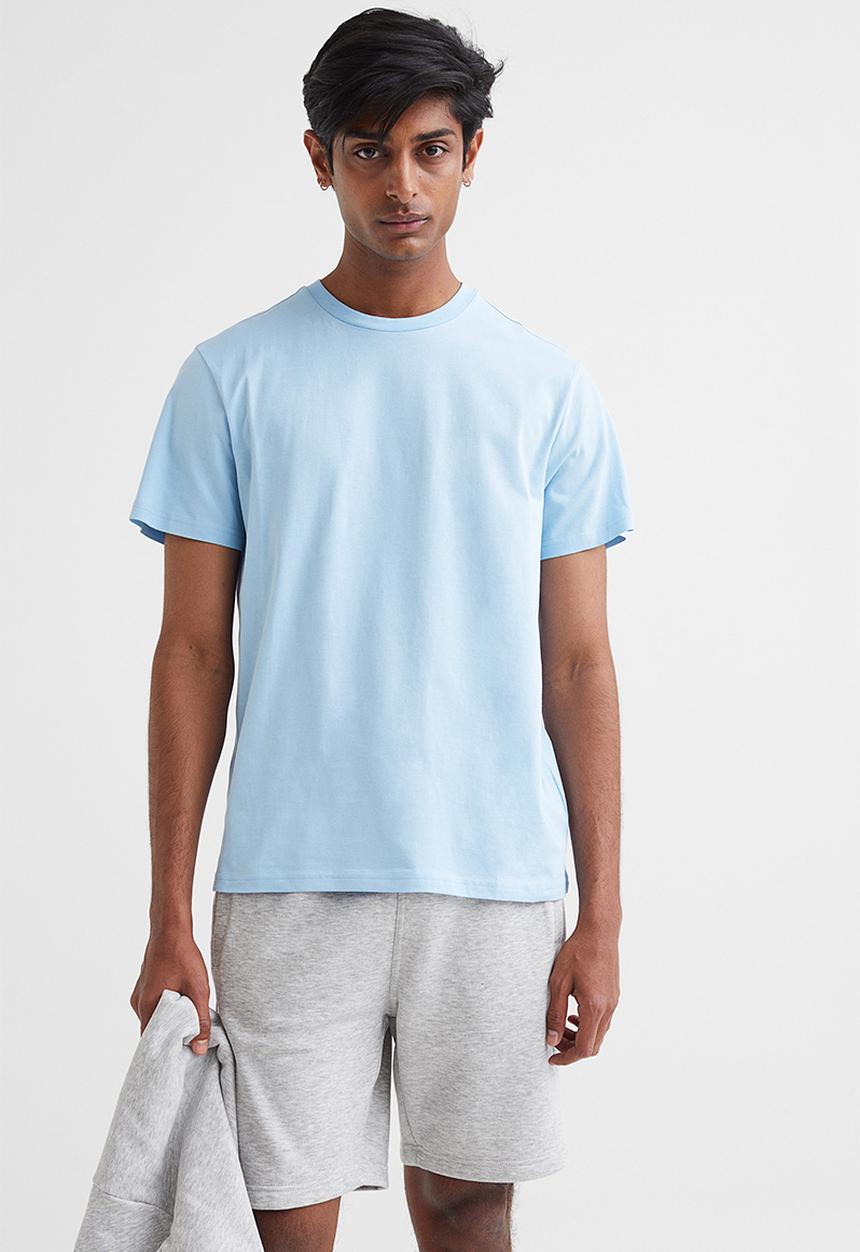 H&M - Regular fit round-neck t-shirt - light blue