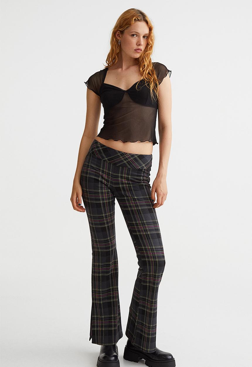 H&M - Lace-trimmed mesh top - black