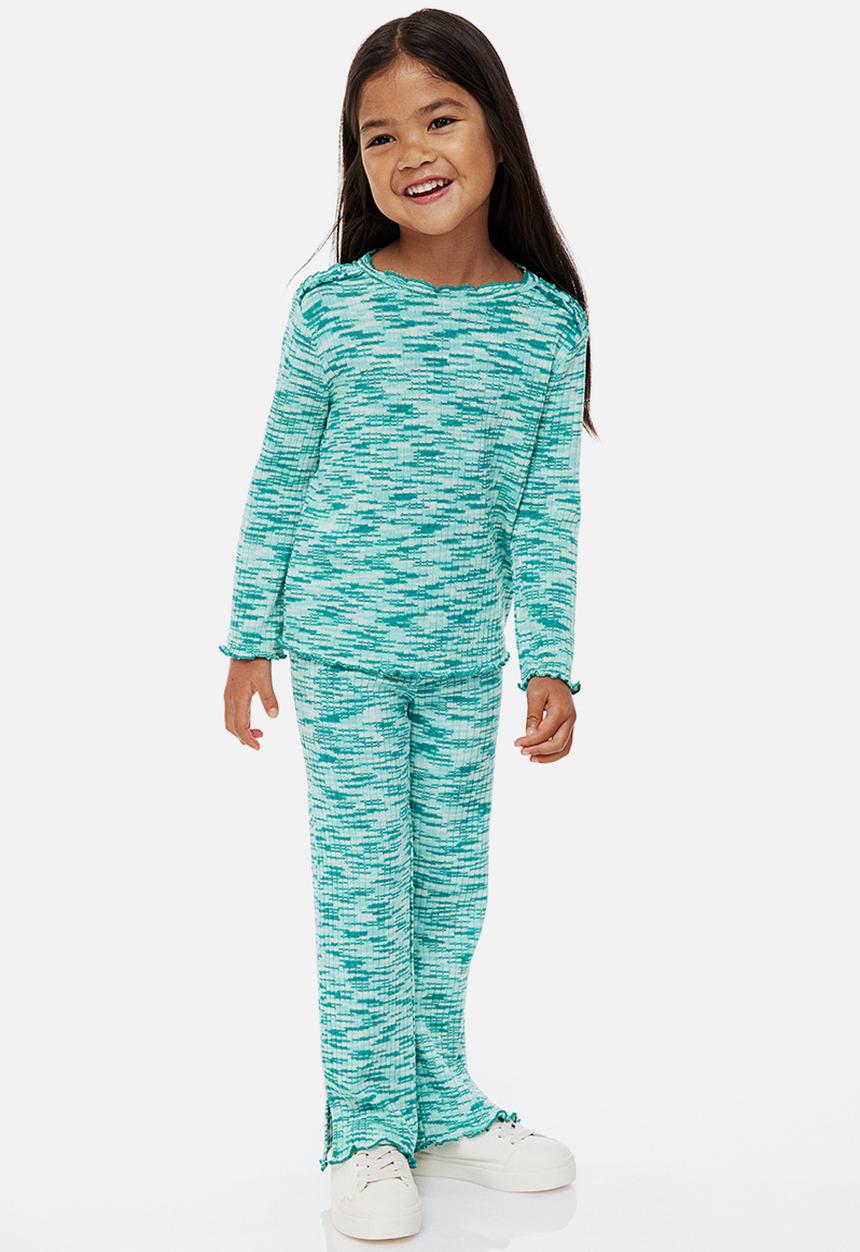 H&M - 2-Piece rib-knit set - dark green/light green