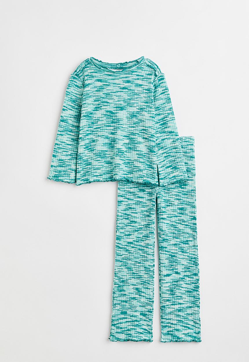 H&M - 2-Piece rib-knit set - dark green/light green