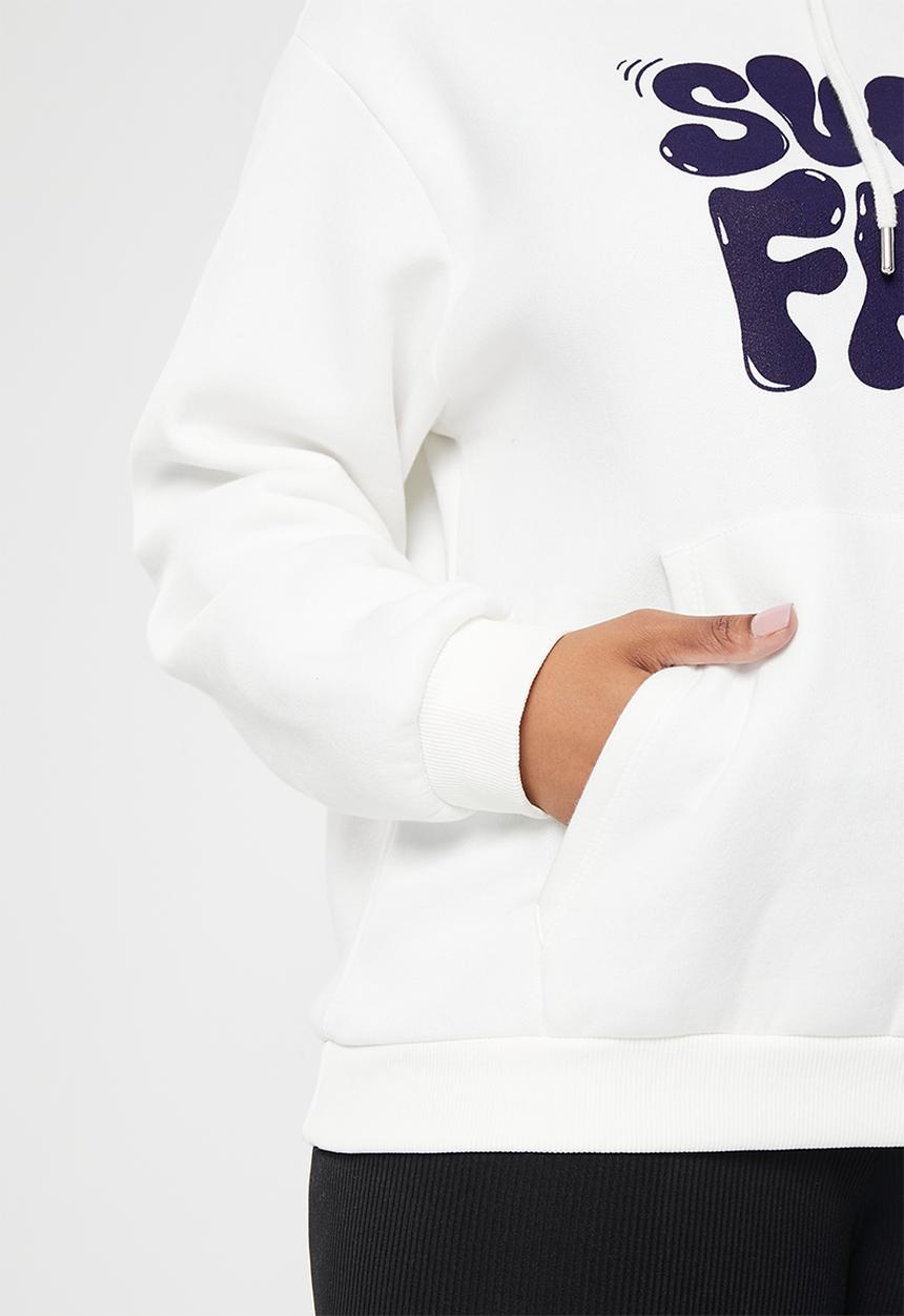 Trendyol - Plus hooded thick knit sweatshirt - ecru