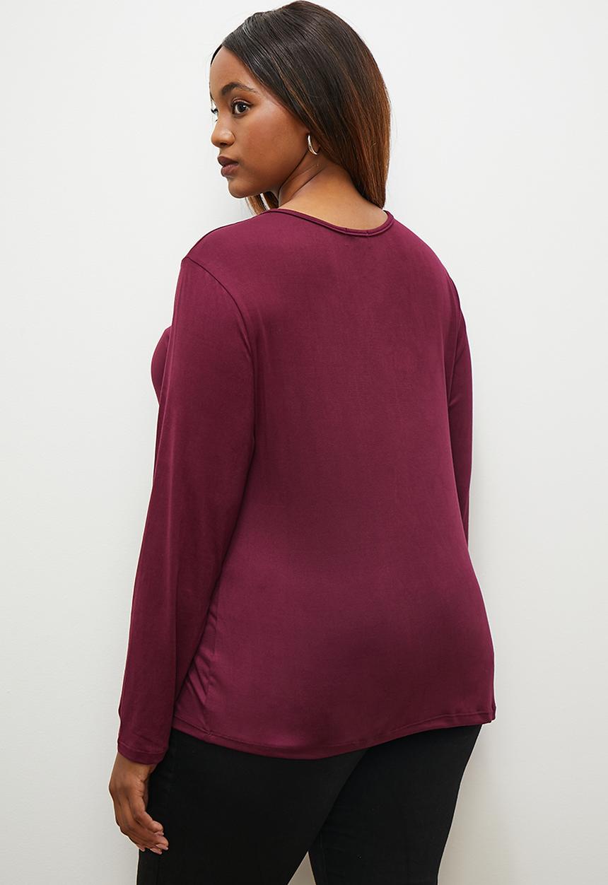 edit - Front tie detail tee - burgundy