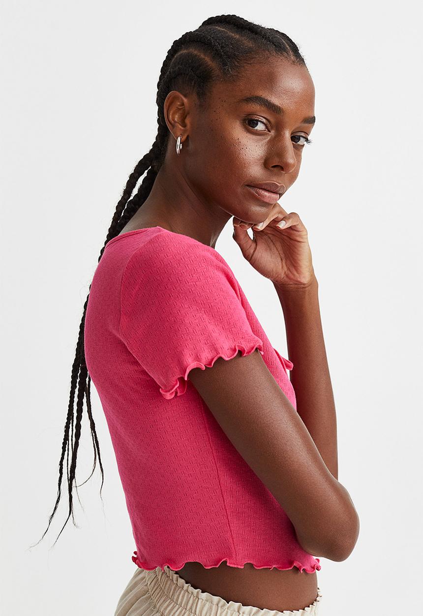 H&M - Pointelle jersey top - cerise