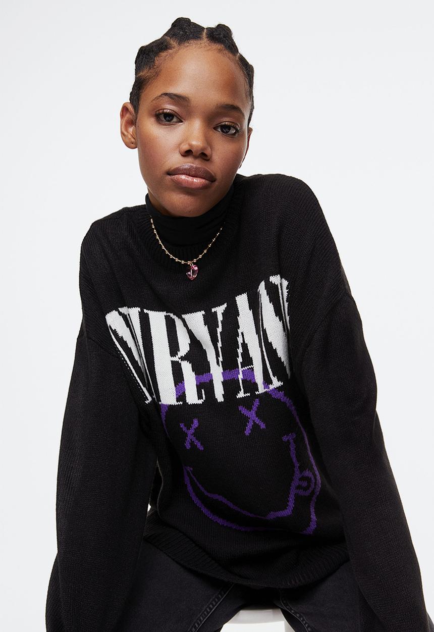 H&M - Jacquard-knit jumper - black/nirvana