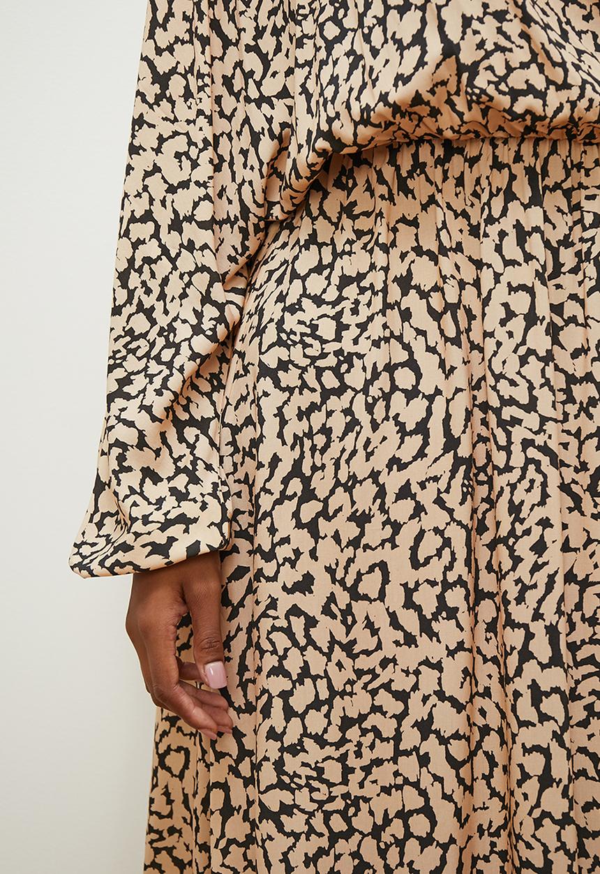 edit Plus - Dolman sleeve sot waist midi dress - modern animal 