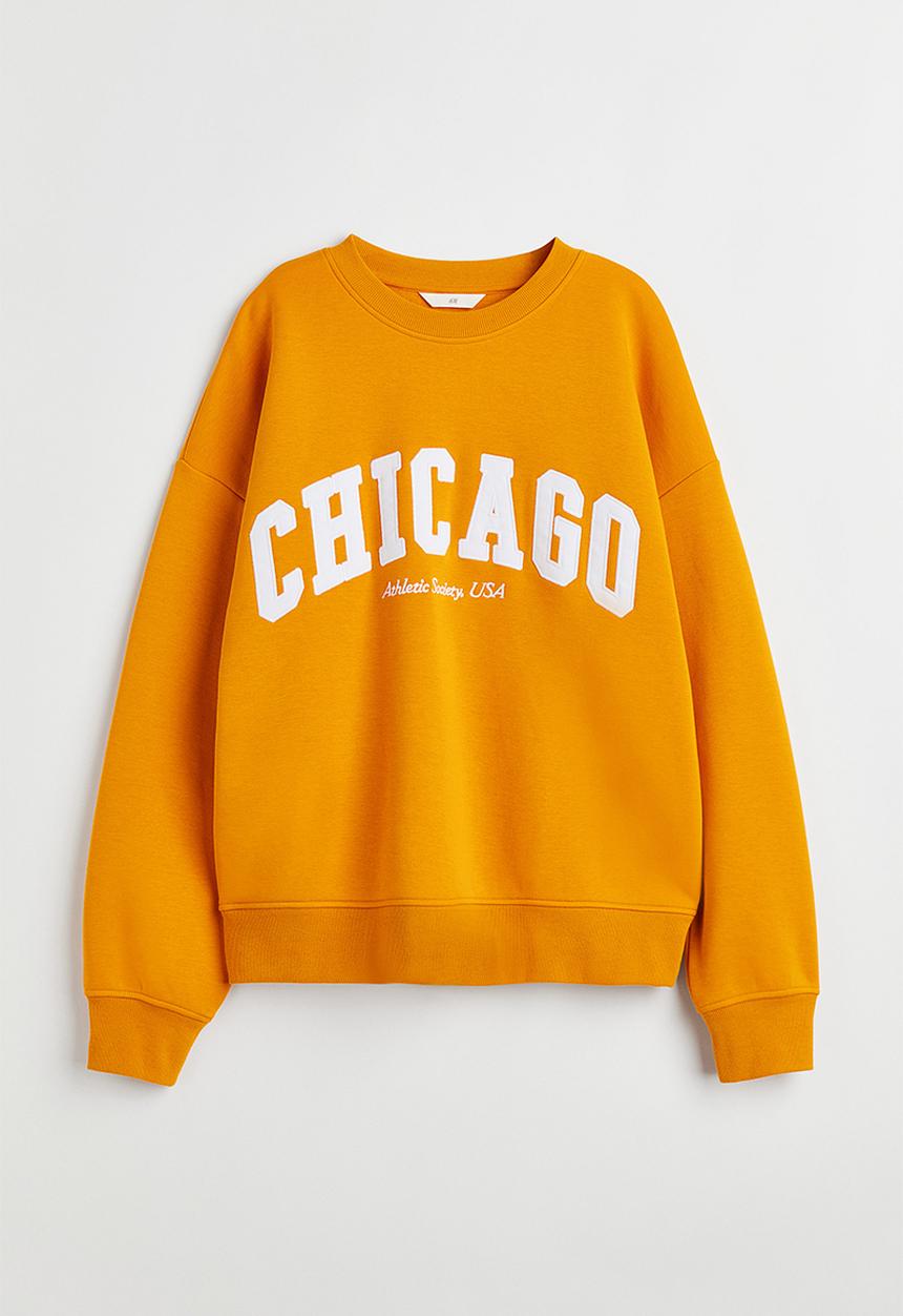 H&M - Crew-neck sweatshirt - mustard yellow/chicago