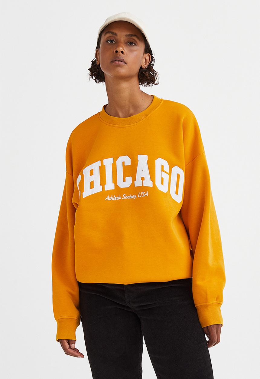 H&M - Crew-neck sweatshirt - mustard yellow/chicago