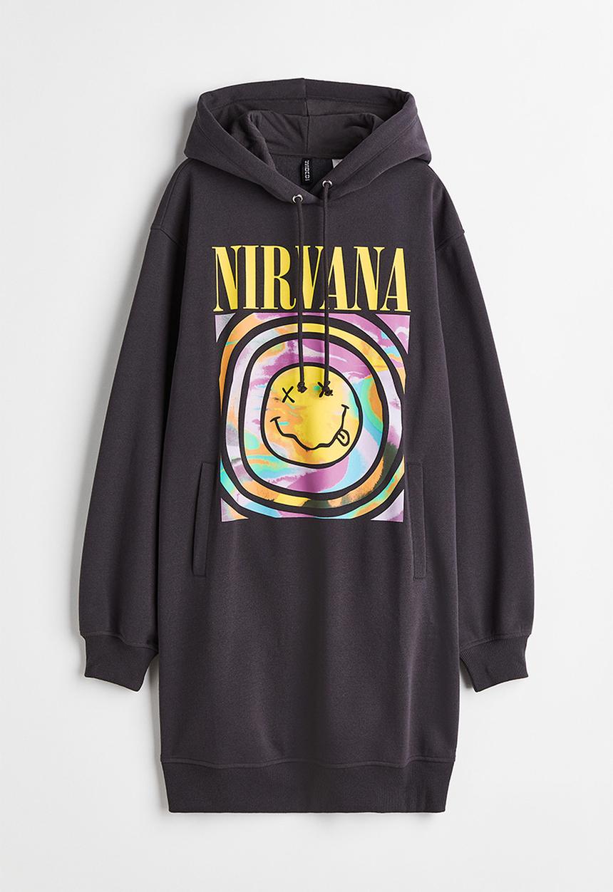 H&M - Hooded sweatshirt dress - black/nirvana