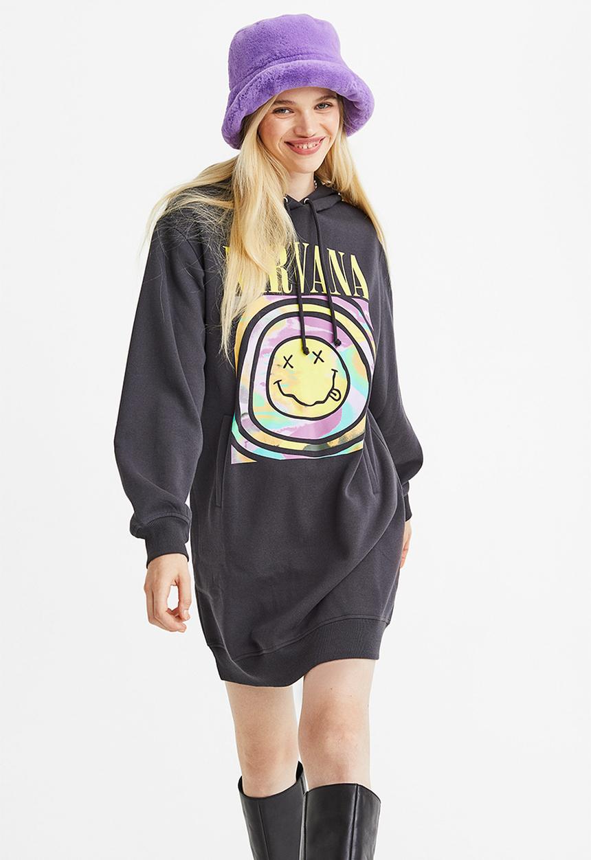 H&M - Hooded sweatshirt dress - black/nirvana