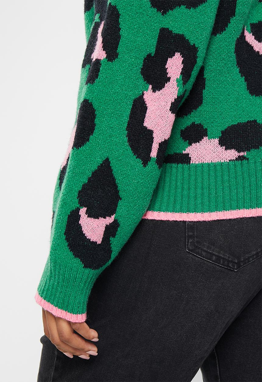 Me&B - Plus Button through cardigan - vibrant animal print