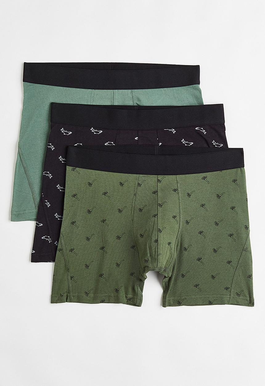 H&M - 3 Pack xtra life™ cotton trunks - khaki green/dinosaurs