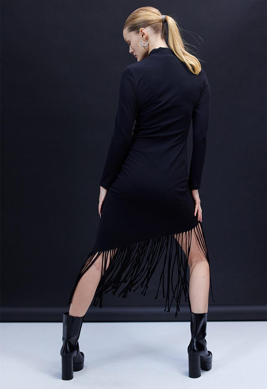 H&M - Fringe-trimmed dress - black