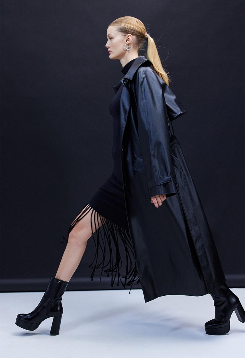 H&M - Fringe-trimmed dress - black