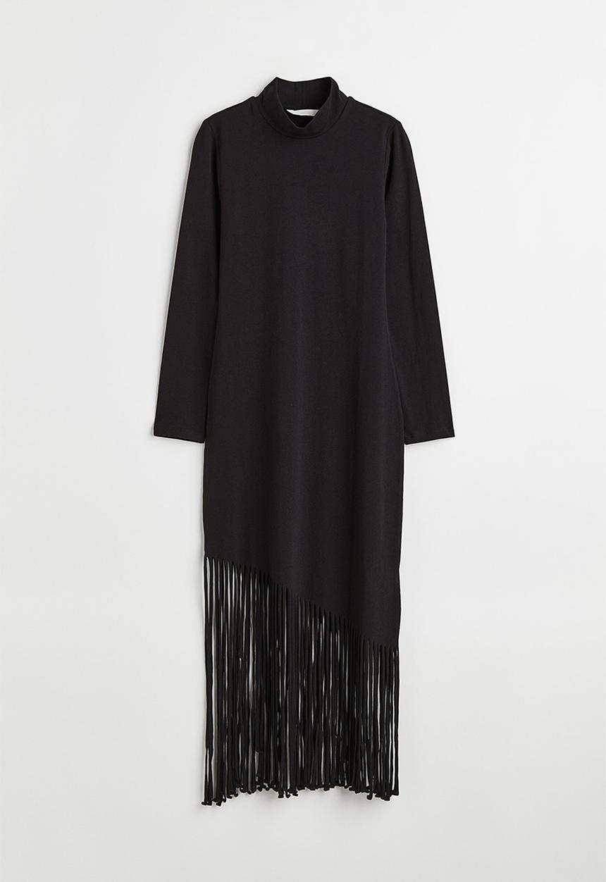 H&M - Fringe-trimmed dress - black