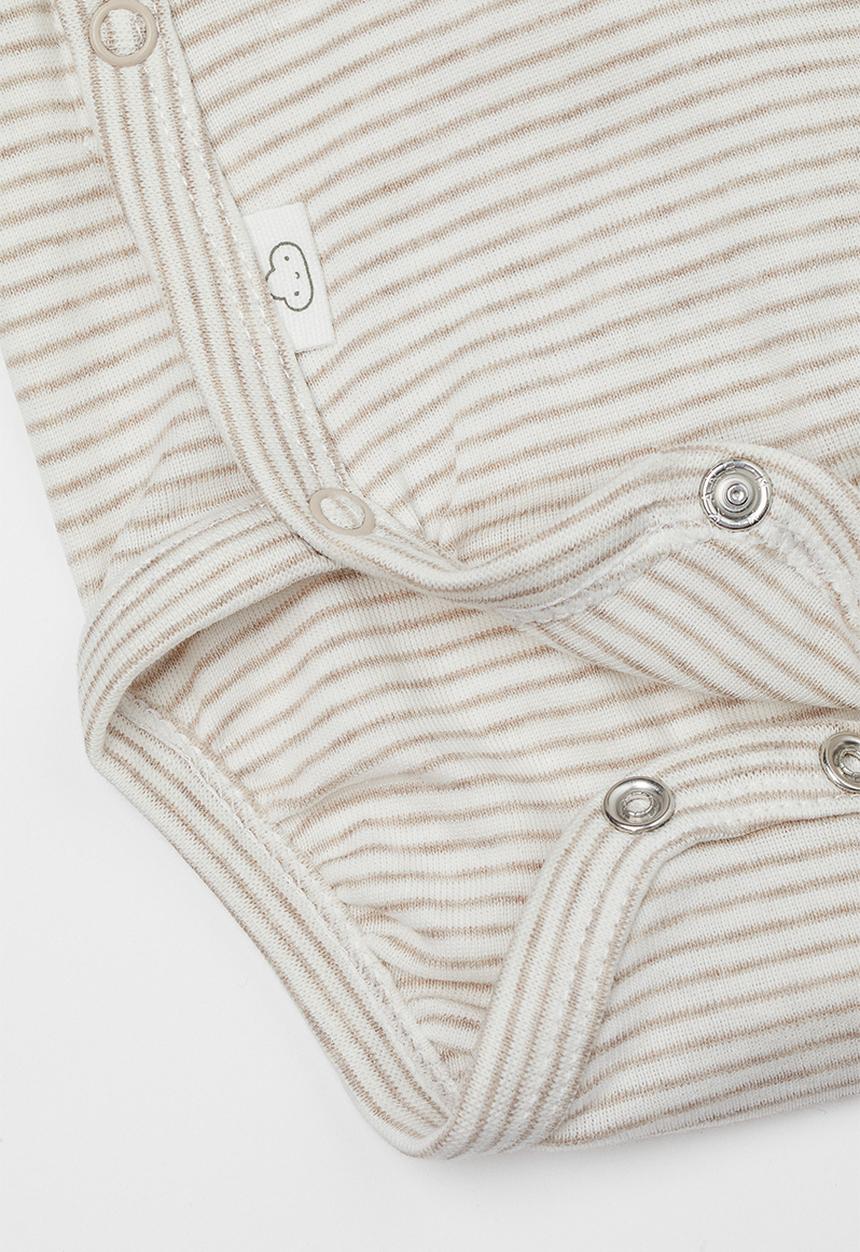 H&M - 3-Pack long-sleeved bodysuits - light beige/striped
