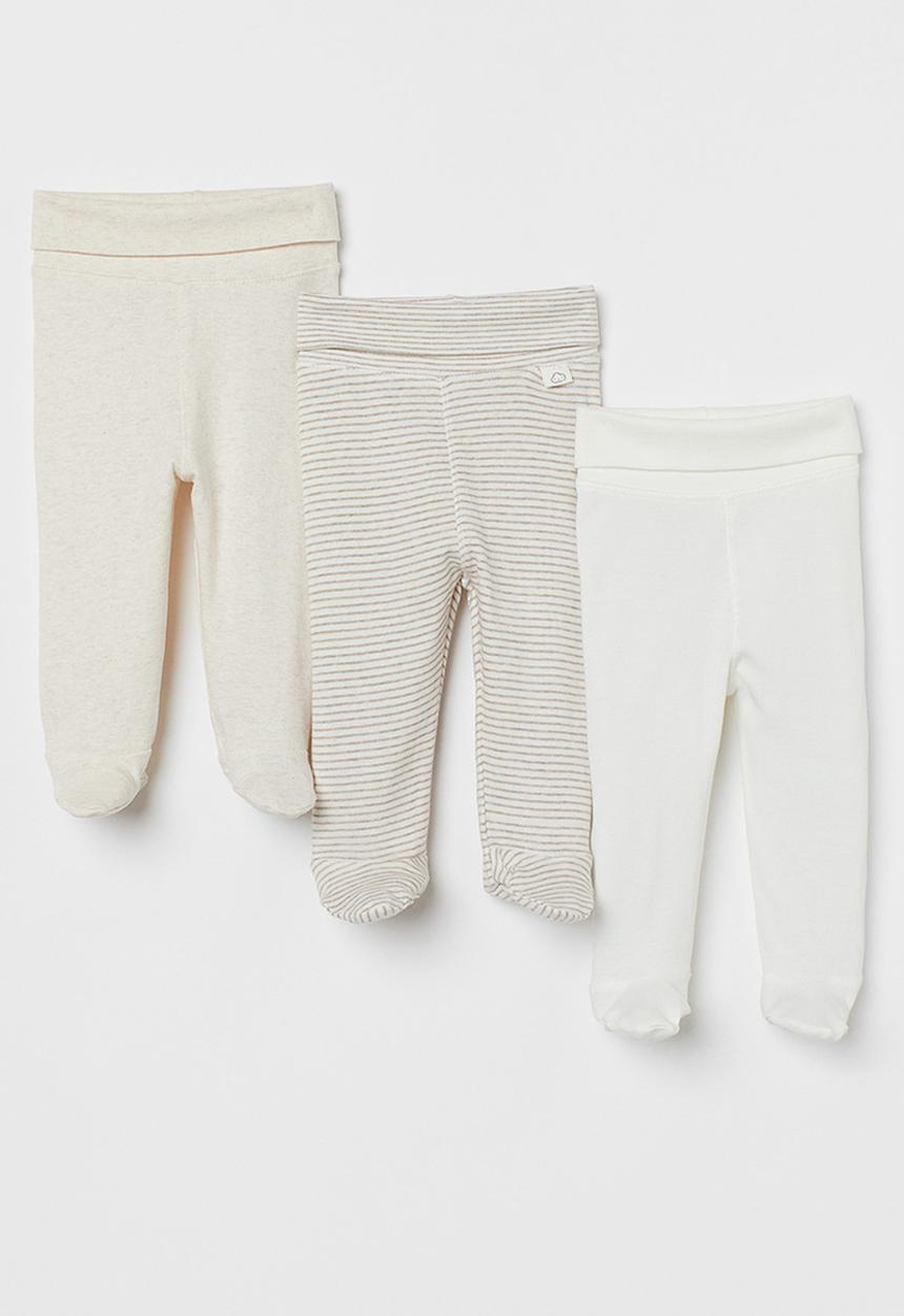 H&M - 3-Pack trousers - light beige/striped