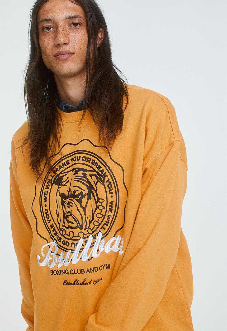 H&M - Oversized fit sweatshirt - mustard yellow/bullbar