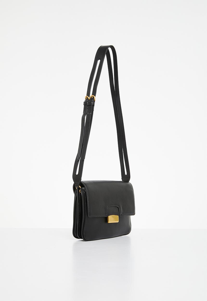 MANGO - Flap cross-body bag - black