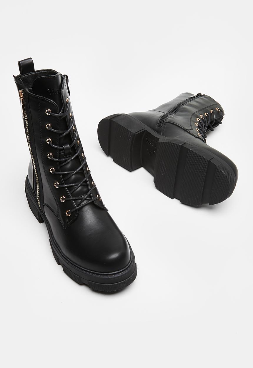 Plum - Zenith lace-up boot - black