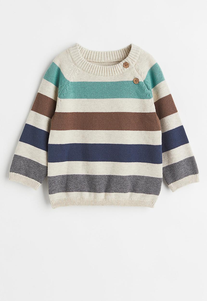 H&M - Knitted jumper - natural white/striped