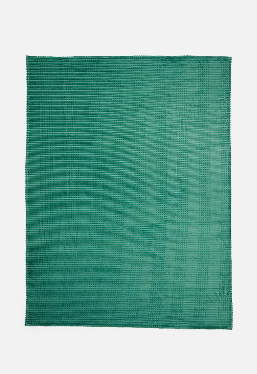 Sixth Floor - Plain ribbed fleece blanket - hunter green