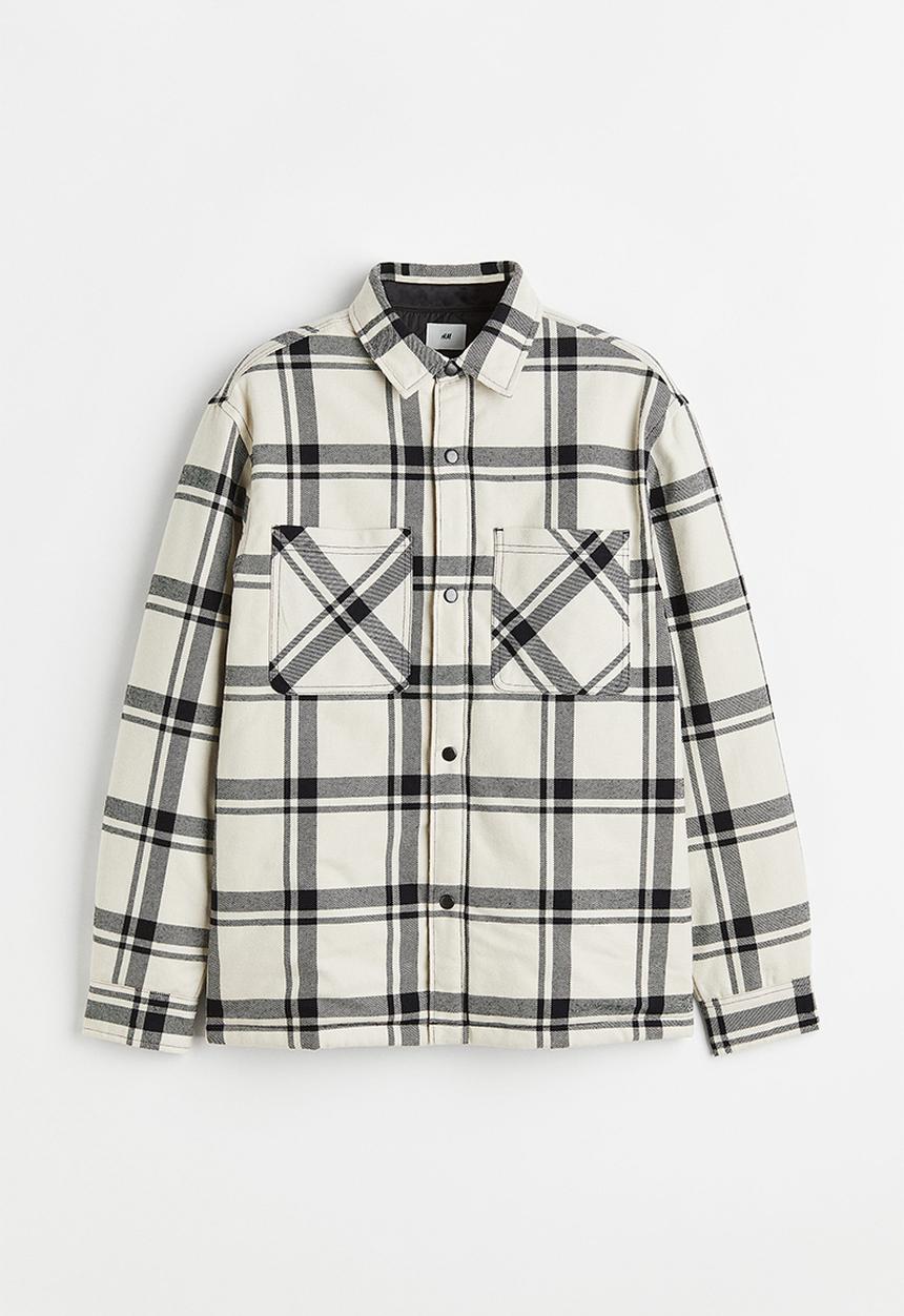H&M - Padded overshirt - cream/checked
