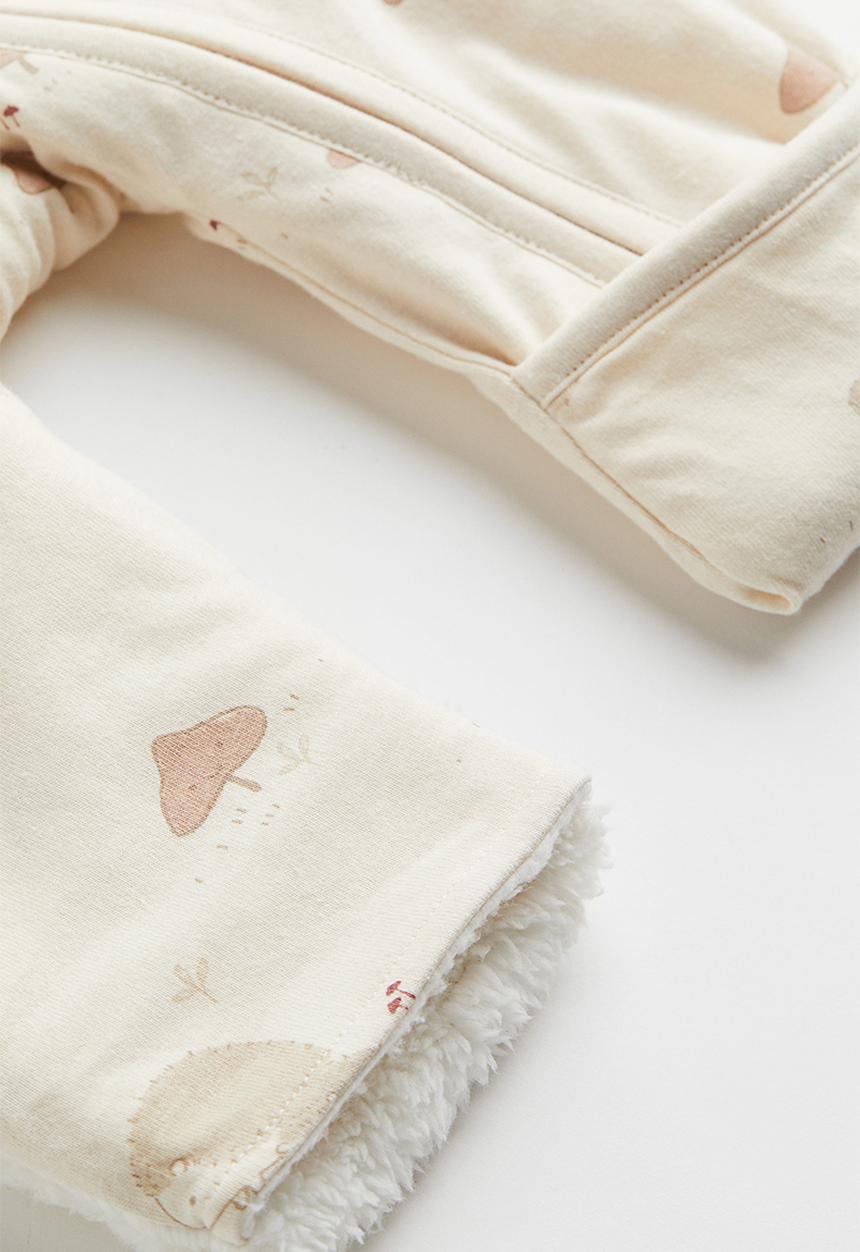 H&M - Hooded all-in-one suit - light beige/hedgehogs