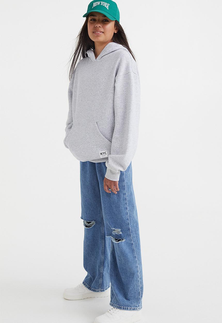 H&M - Oversized hoodie - light grey marl