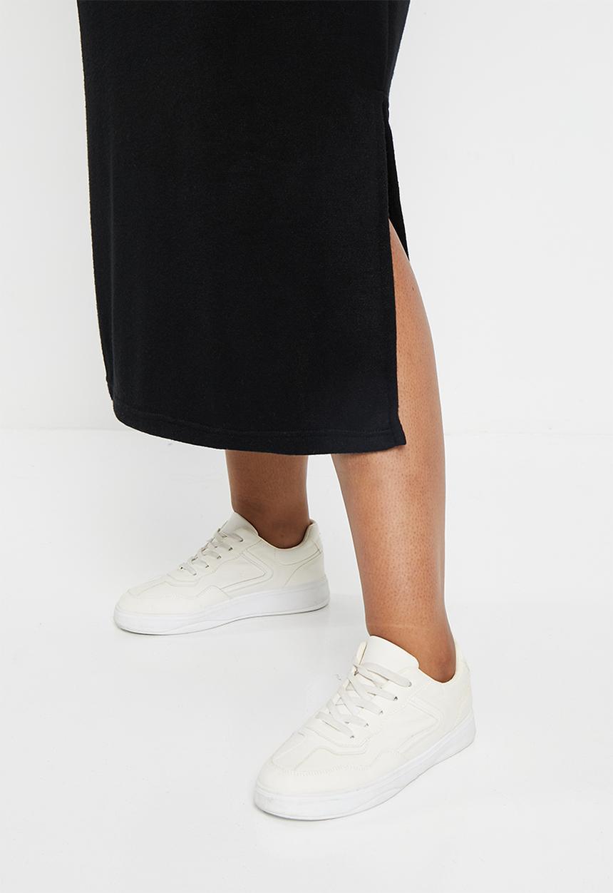 Me&B - Plus Poloneck maxi rib knit dress - black