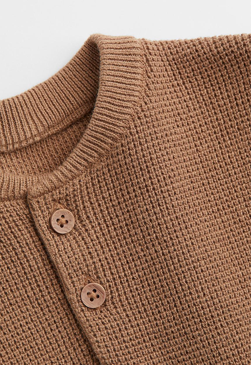 H&M - Waffle-knit henley top - dark beige