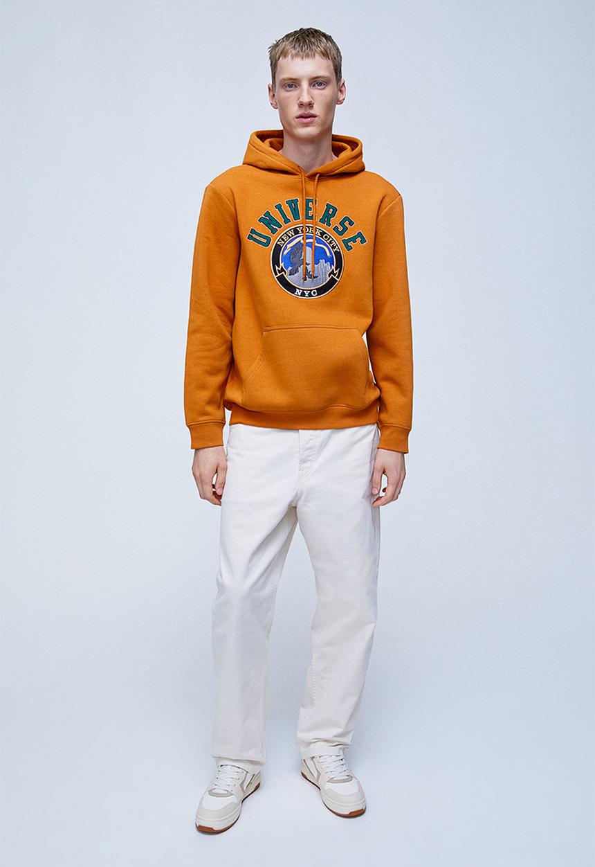 H&M - Regular fit hoodie - orange/universe