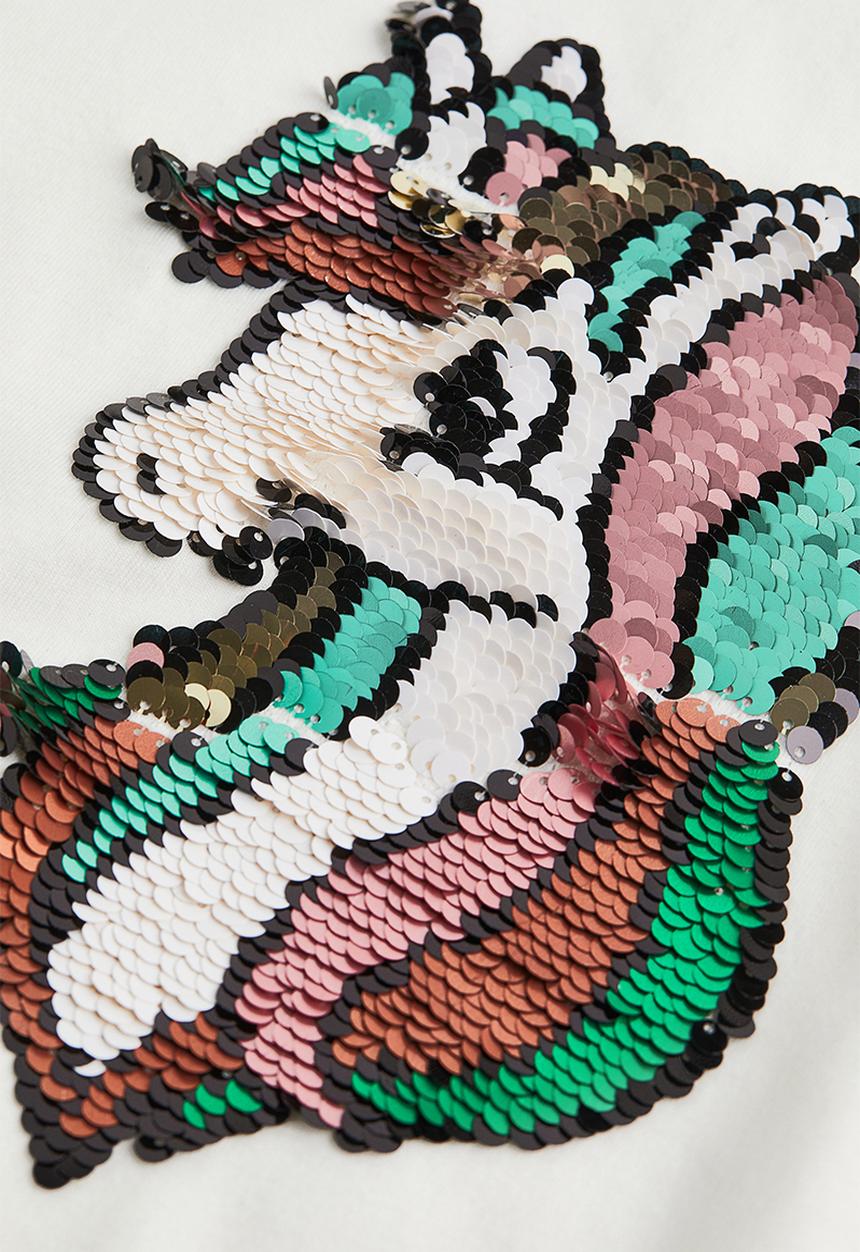 H&M - Reversible sequin-motif T-shirt - white/unicorn