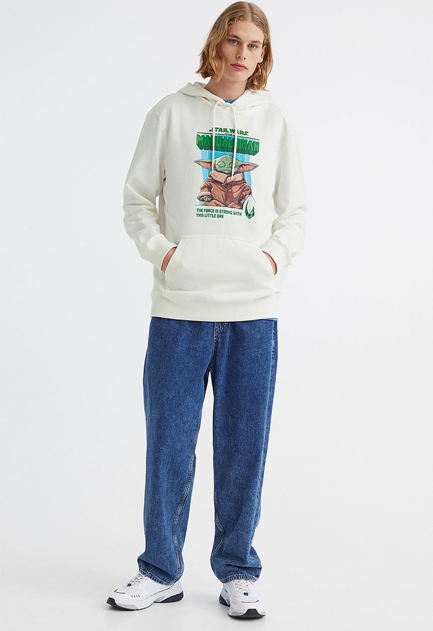 H&M - Printed hoodie - white/the mandalorian