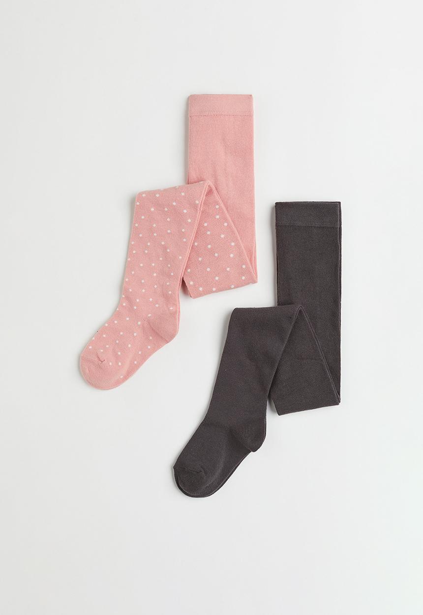 H&M - 2-Pack fine-knit tights - light pink/dark grey