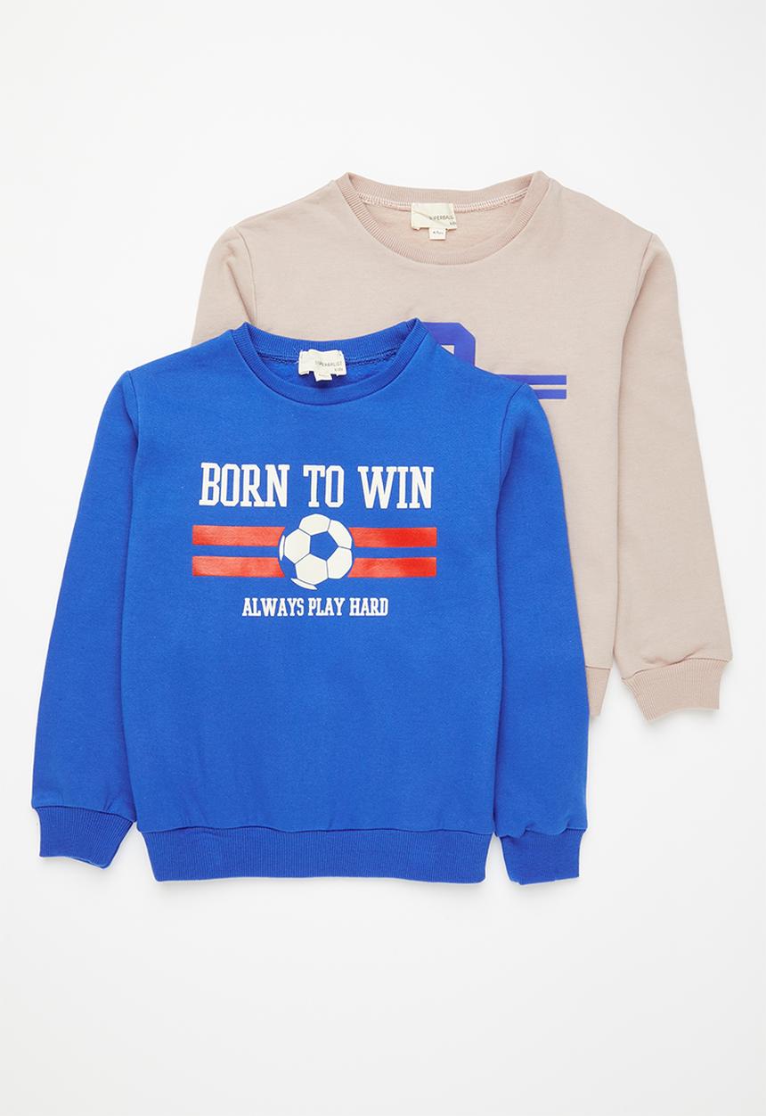 Superbalist - Boys 2 pack graphic sweat top - stone & blue