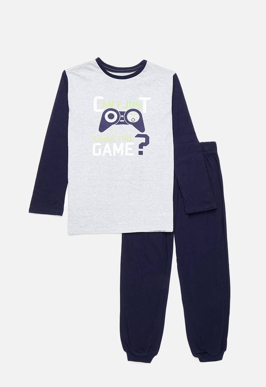 Superbalist - Boys winter pj set - navy & grey melange