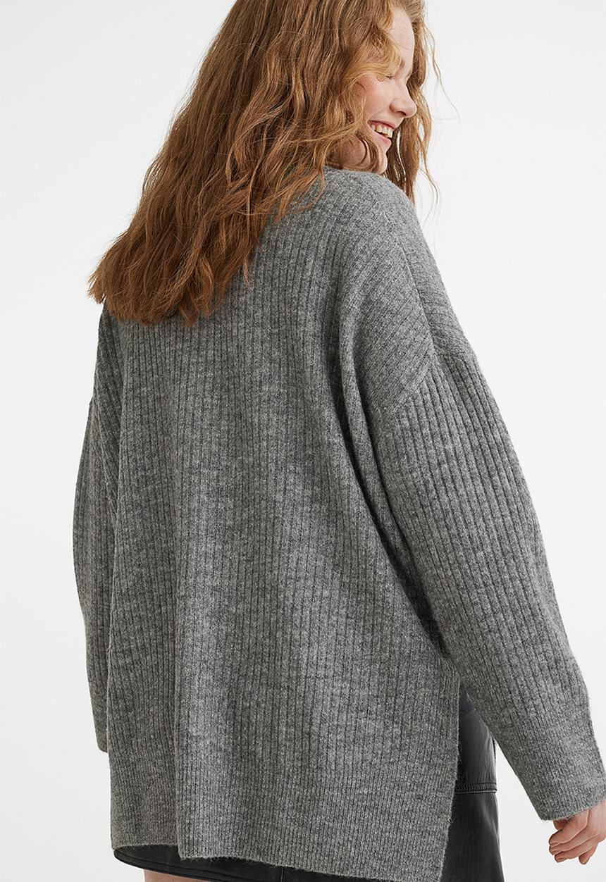 H&M - Rib-knit jumper - grey marl 
