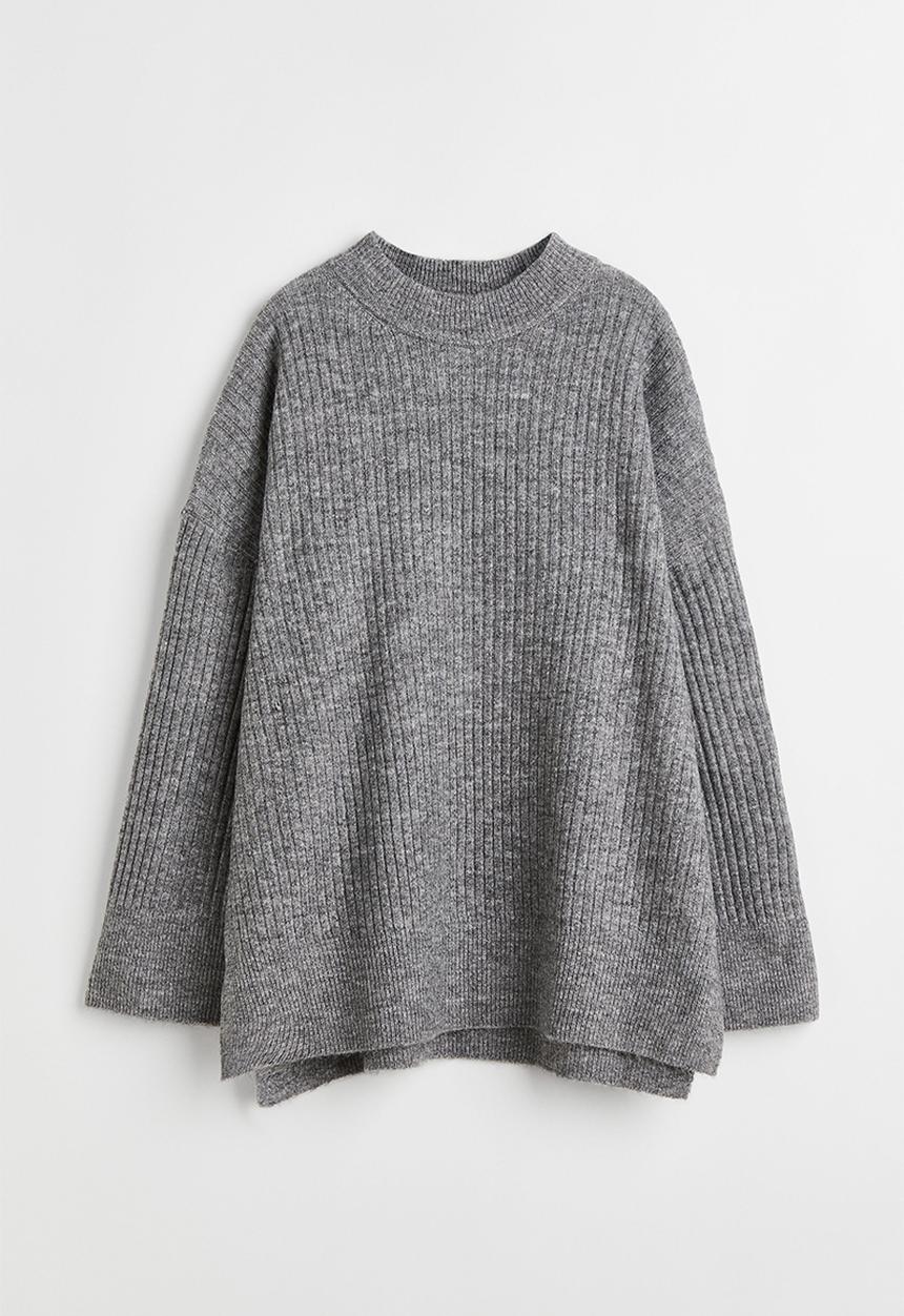 H&M - Rib-knit jumper - grey marl 
