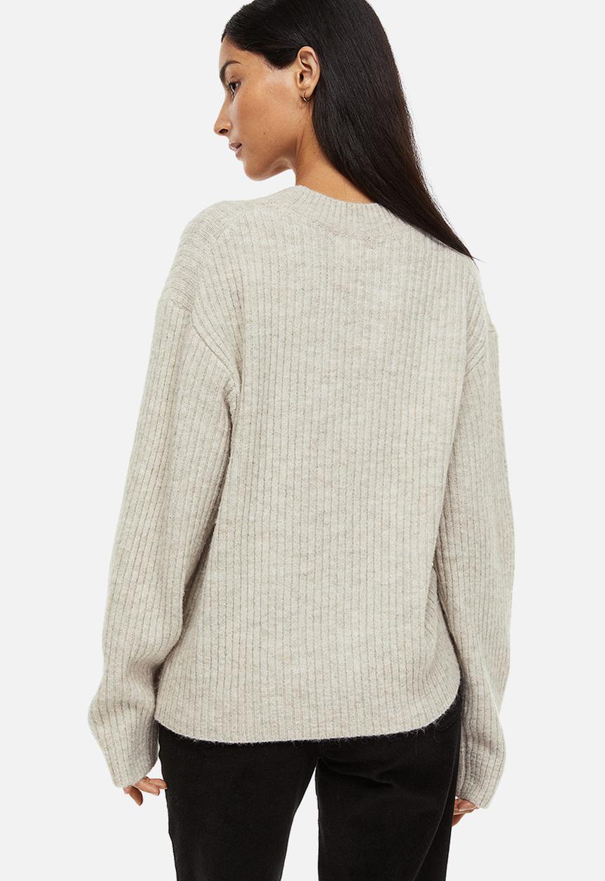H&M - Rib-knit jumper - light beige marl