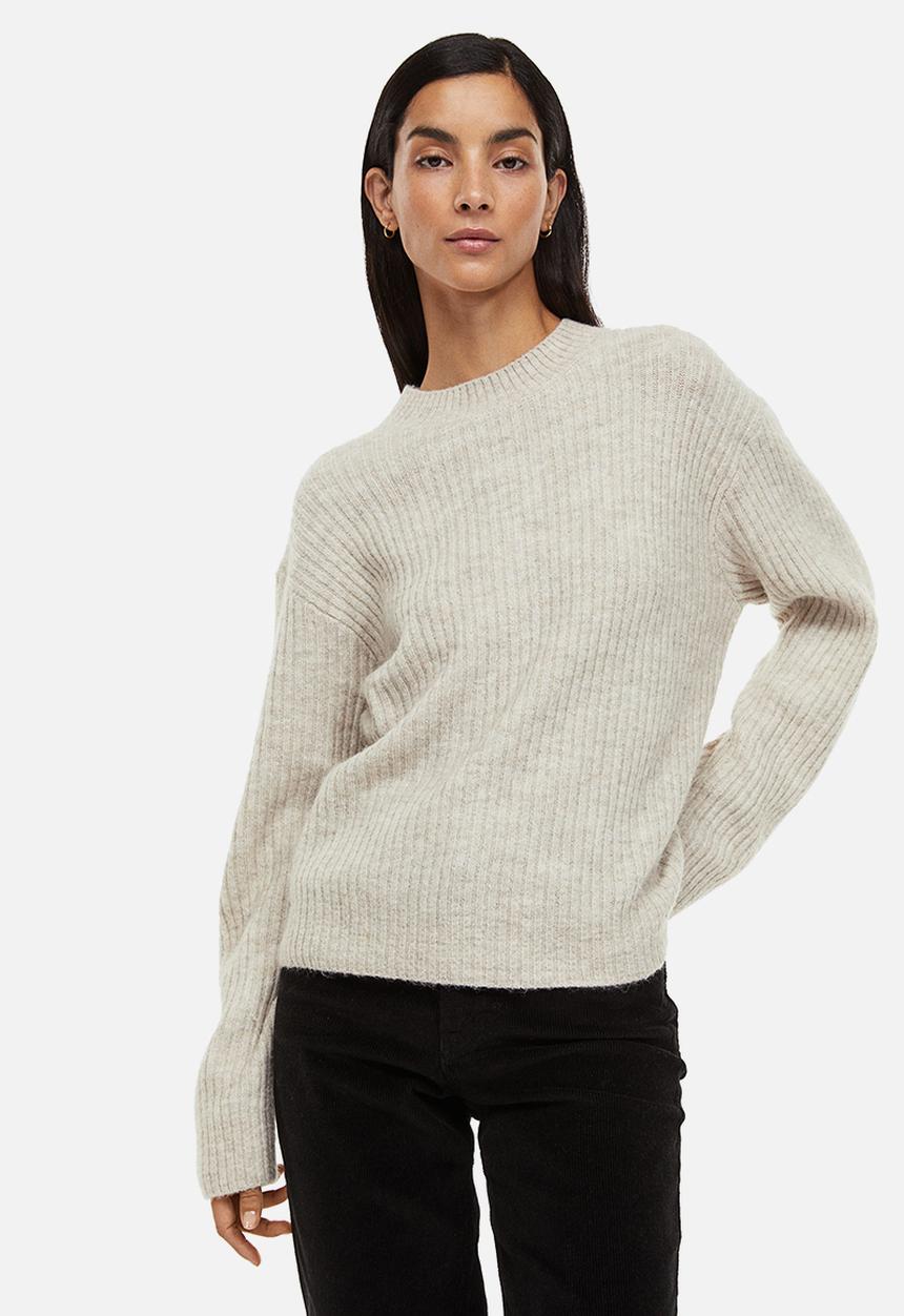 H&M - Rib-knit jumper - light beige marl