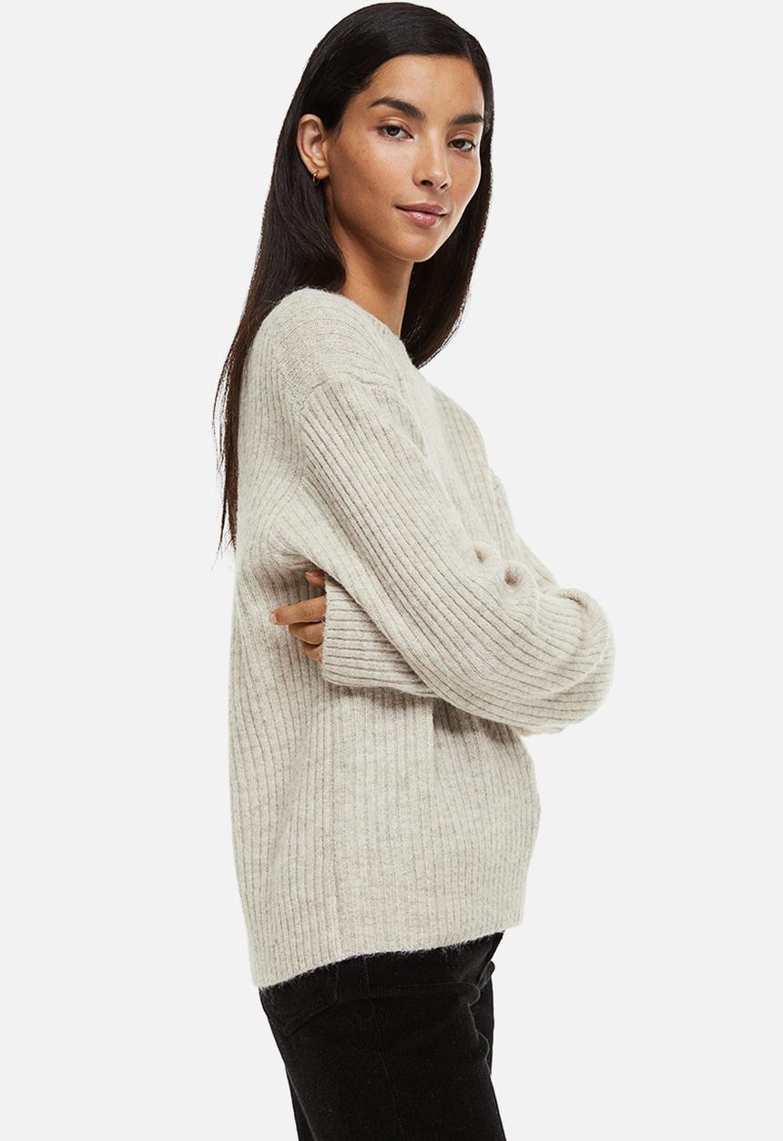 H&M - Rib-knit jumper - light beige marl