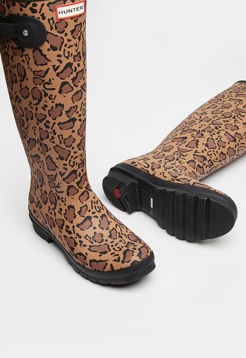 Hunter - Original tall leopard print - rich tan/saddle/black