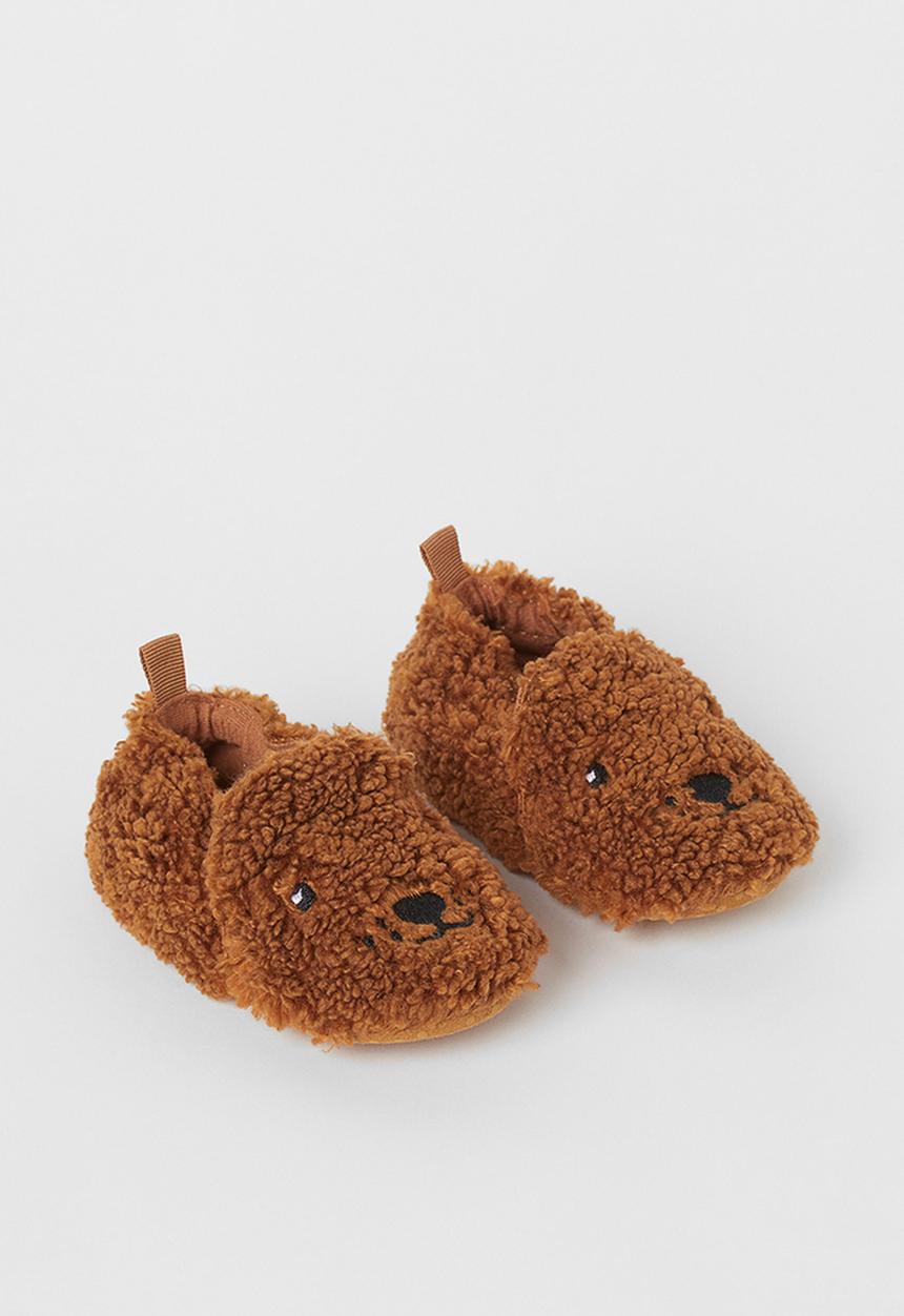 H&M - Soft teddy slippers - brown