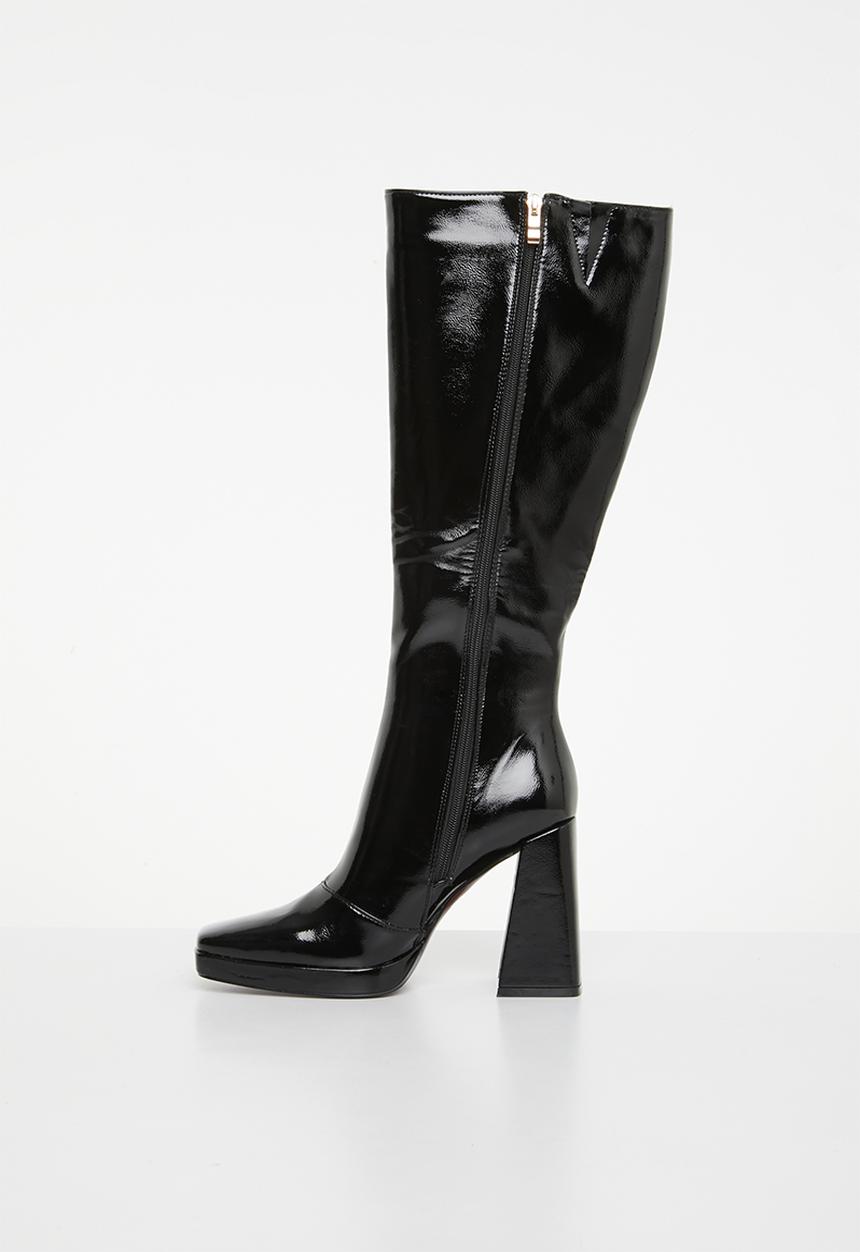 Plum - Khloe knee length boot - black